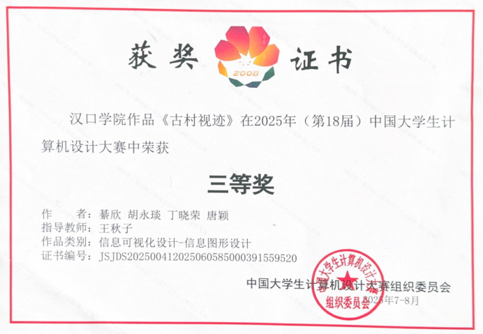 喜报 | 2138cn太阳集团城学子荣获中国大学生计算机设计大赛（杭州赛区）全国三等奖